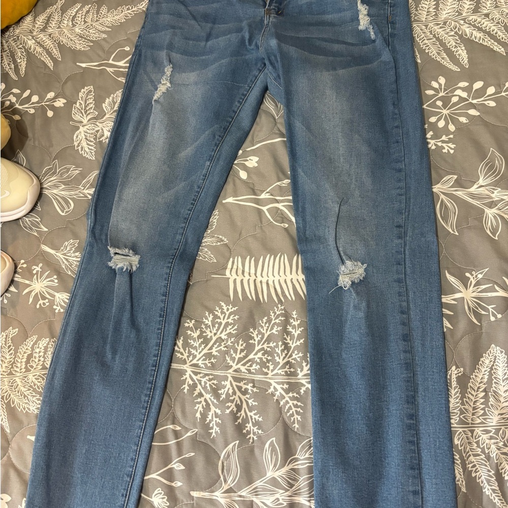 Blue ripped jeans